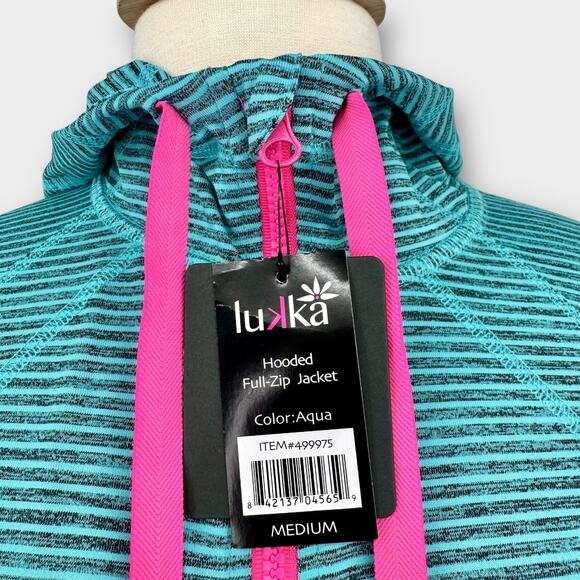 NWT Lukka Womens Full-Zip Hooded Athletic Jacket Size M Aqua Running Activewear - Picture 2 of 9